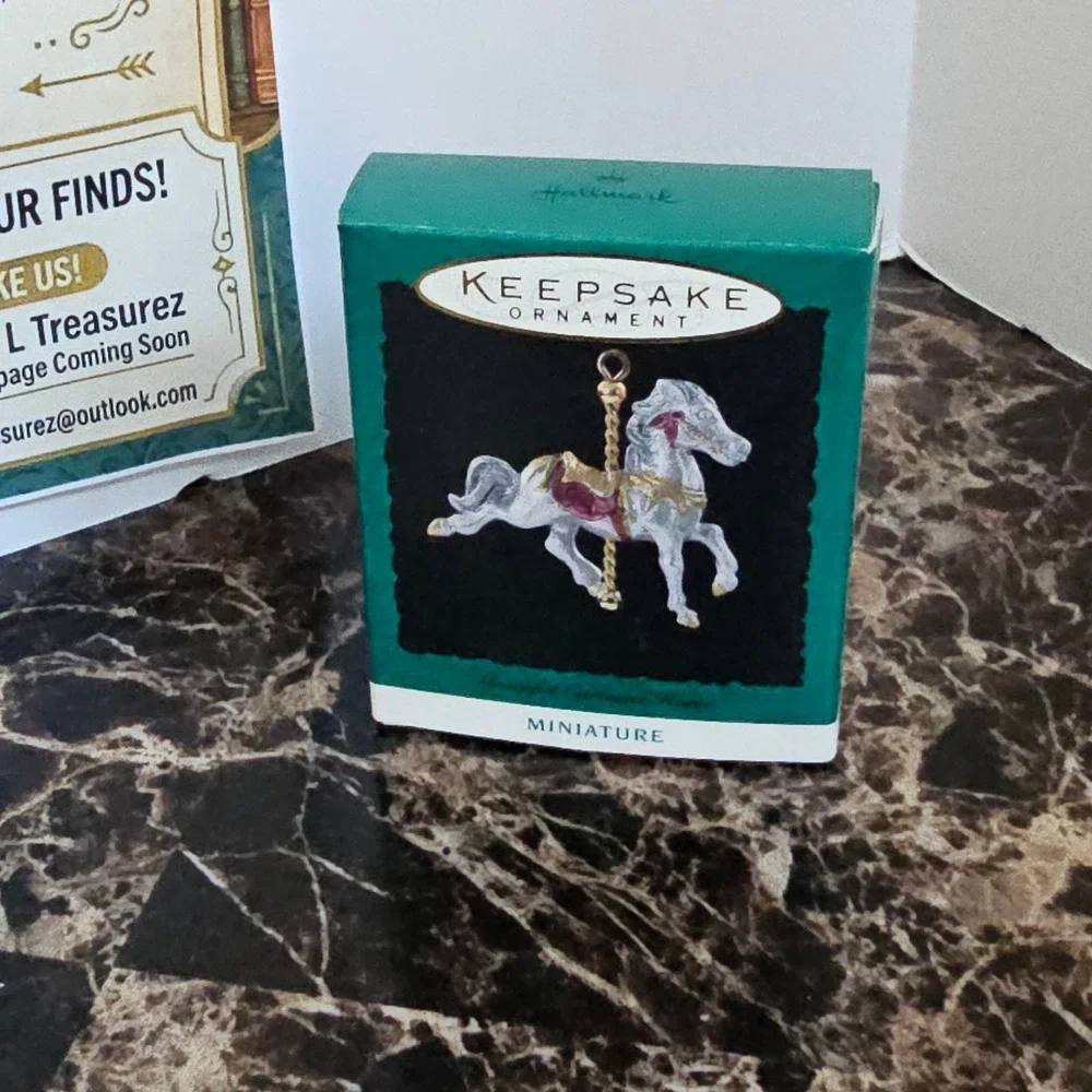 1994 Hallmark Keepsake Miniature Ornament Graceful Carousel Horse Pewter Boxed